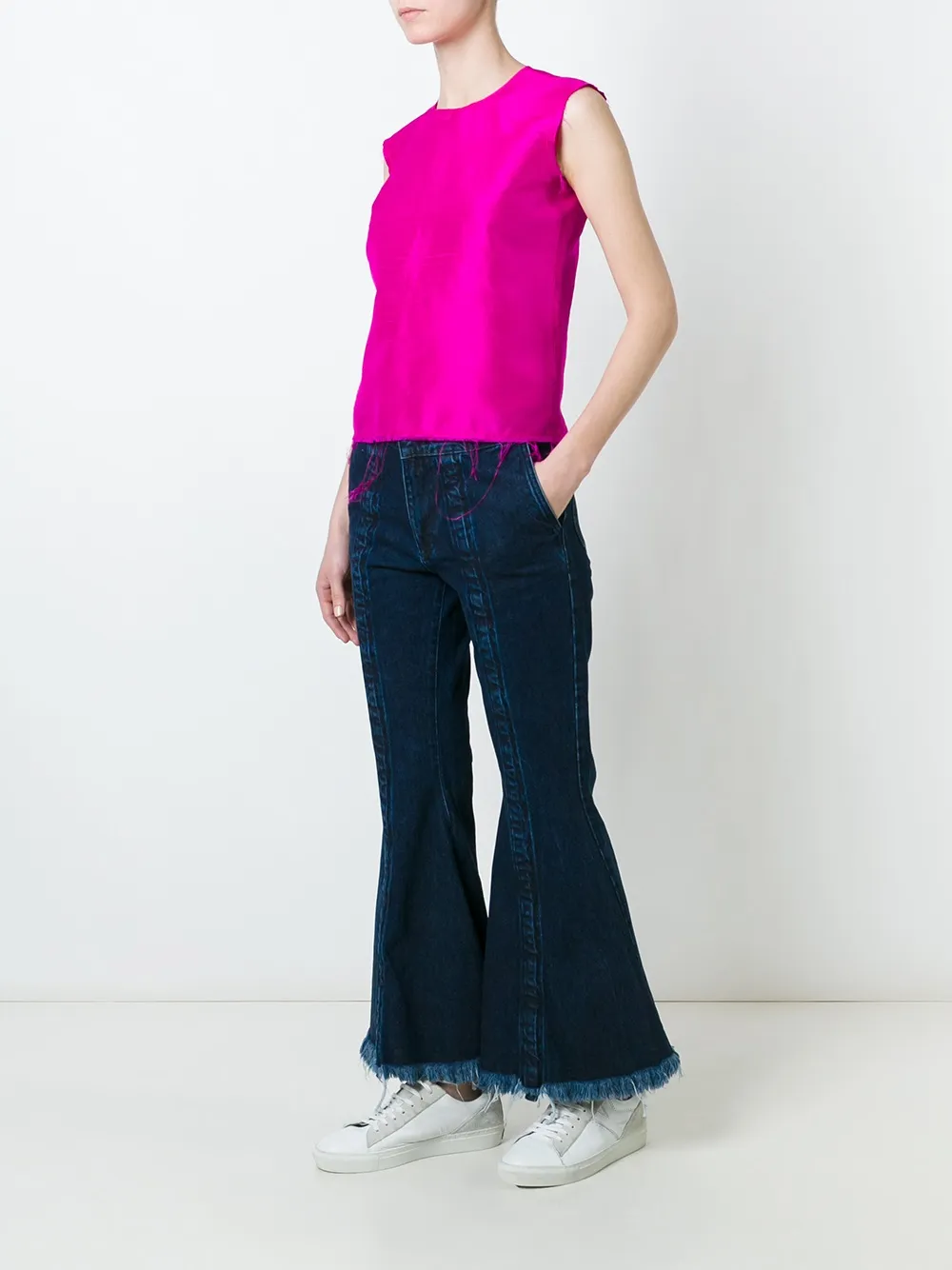 Marques' Almeida Frayed Hem Flared Jeans In Blue
