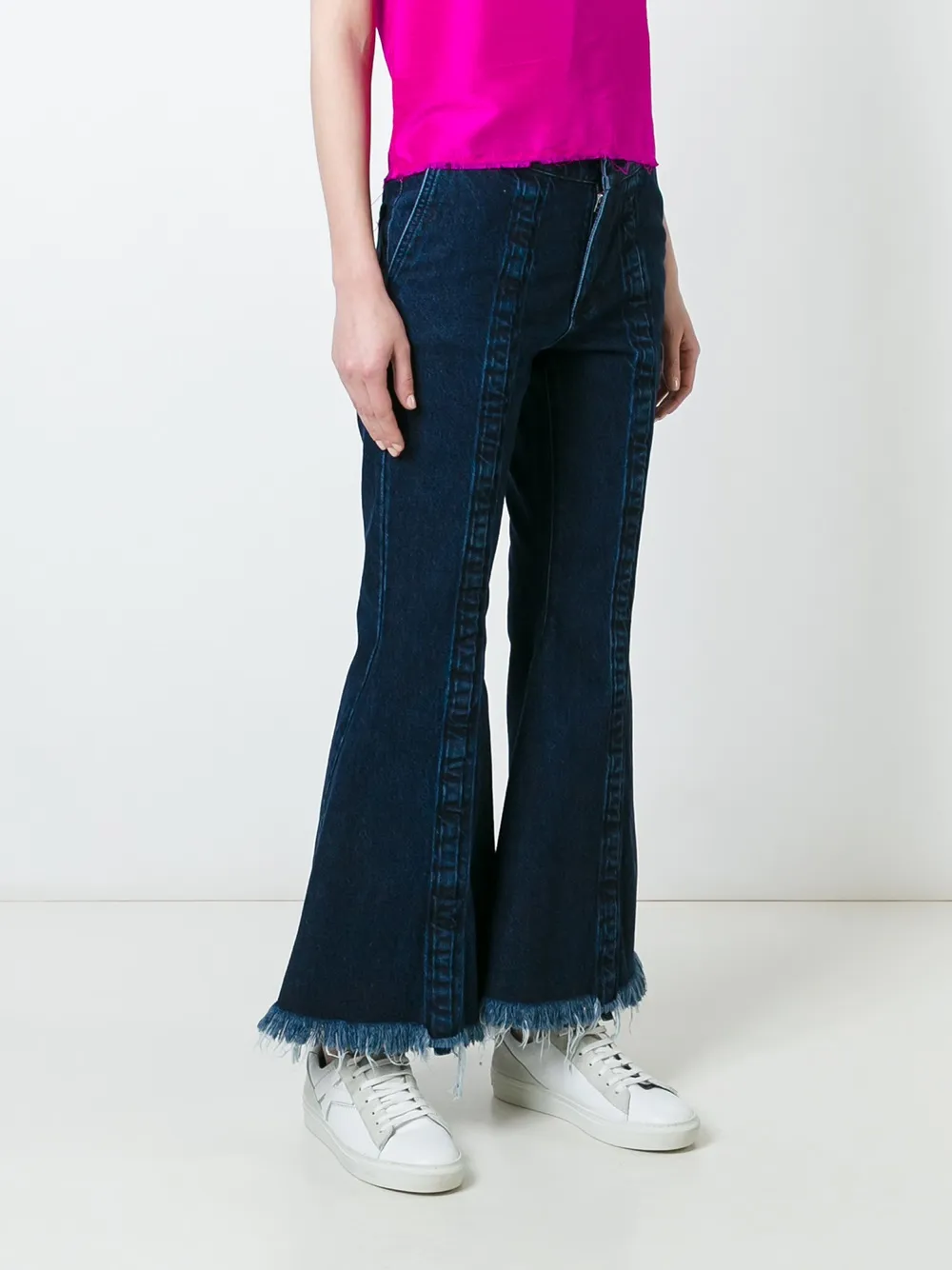 Marques' Almeida Frayed Hem Flared Jeans In Blue
