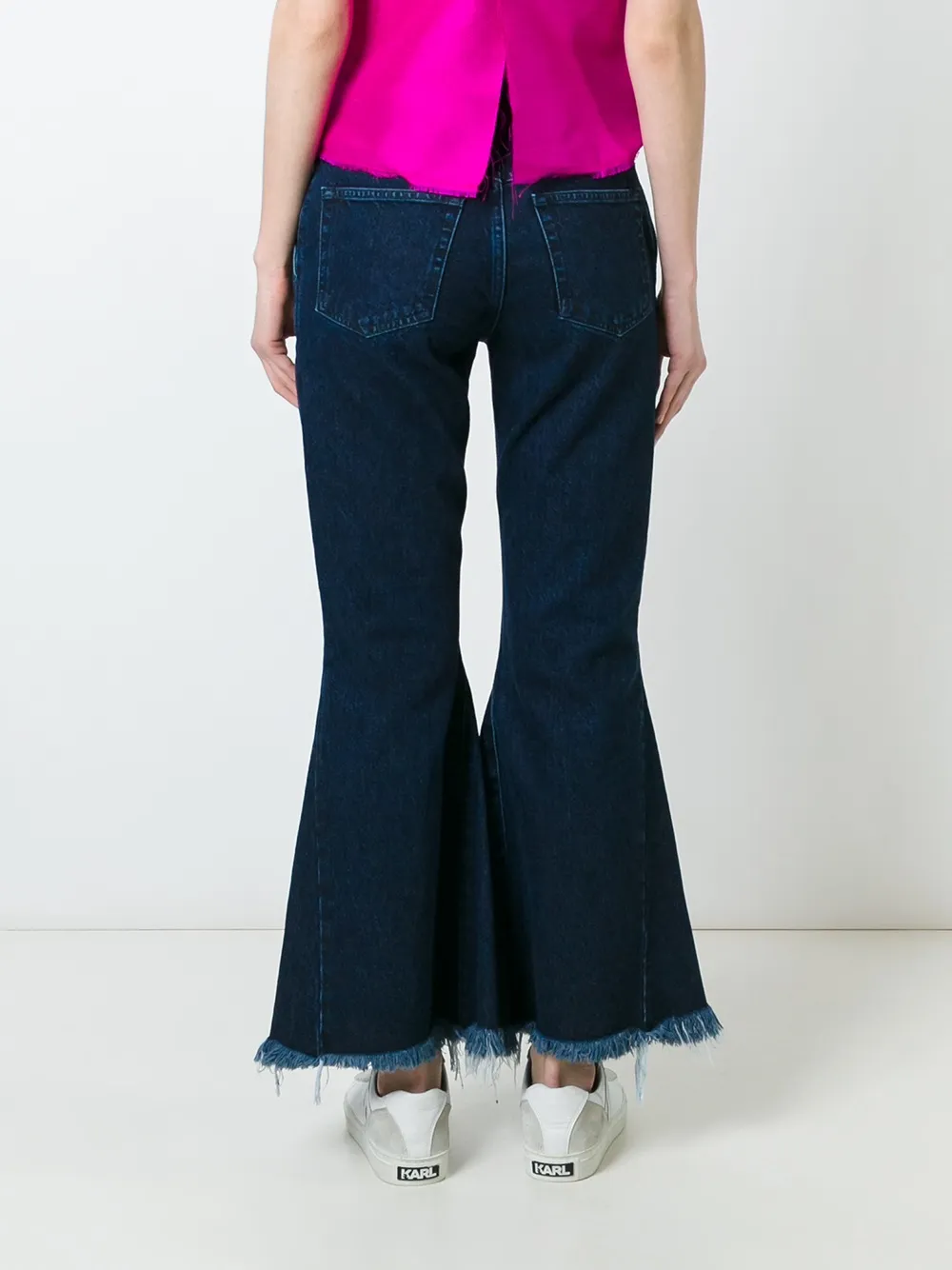 Marques' Almeida Frayed Hem Flared Jeans In Blue