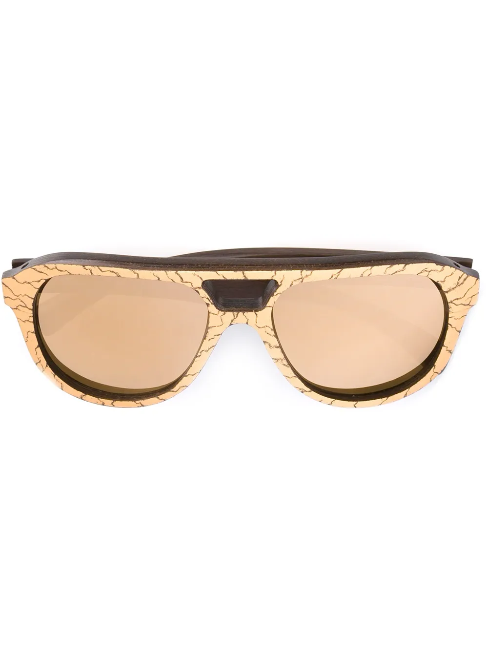Gold And Wood 'Copa' mirrored sunglasses | Metallic | Image 1