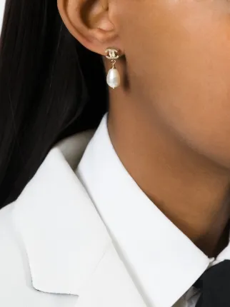 Chanel Vintage Double C Drop Earrings Farfetch Chanel Vintage Double C Drop Earrings