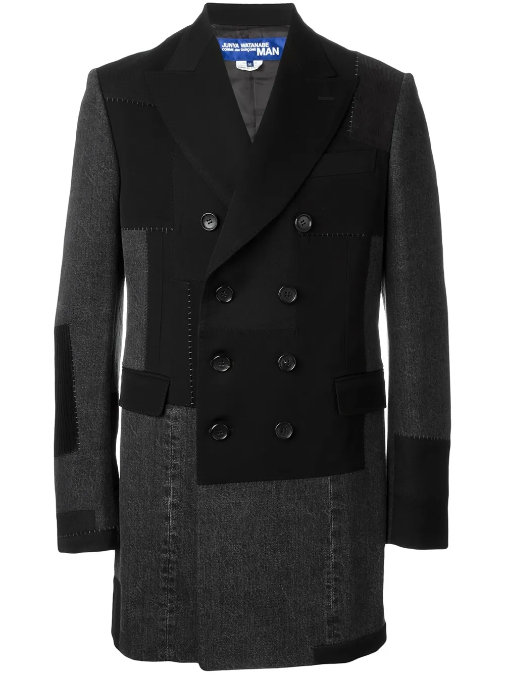 Junya Watanabe MAN panelled double breasted coat | Black | Image 1