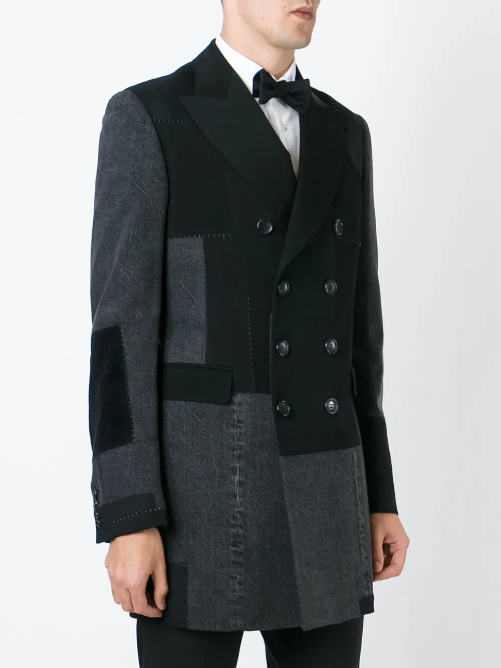 Junya Watanabe MAN panelled double breasted coat Zwart
