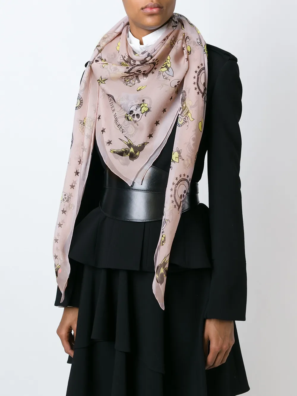 Alexander McQueen skull tattoo scarf - Roze