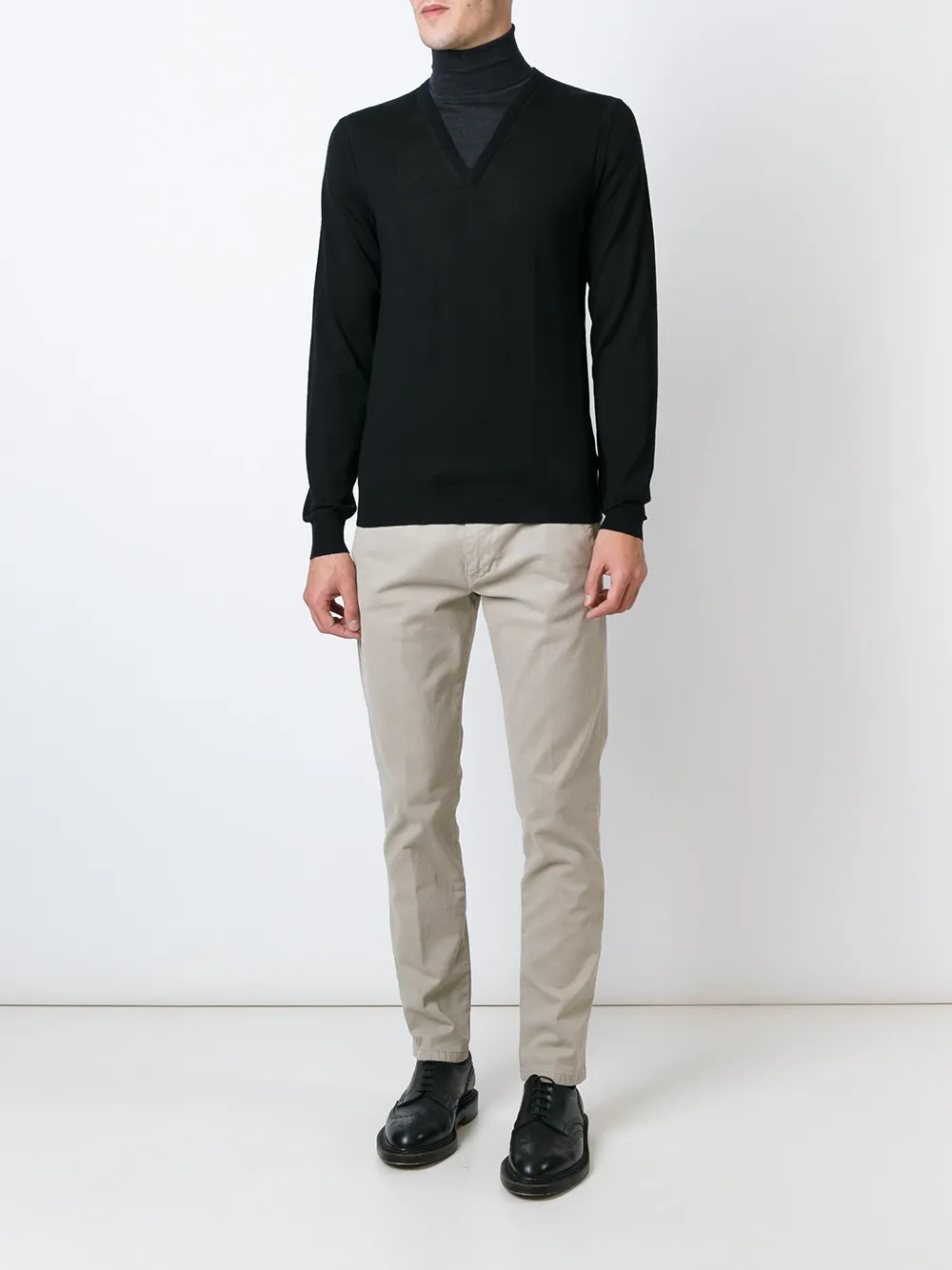 Paolo Pecora Layered Roll Neck Sweater In Black