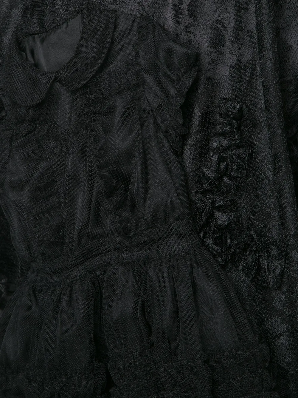 Comme Des Garçons ruffled floral lace skirt Zwart