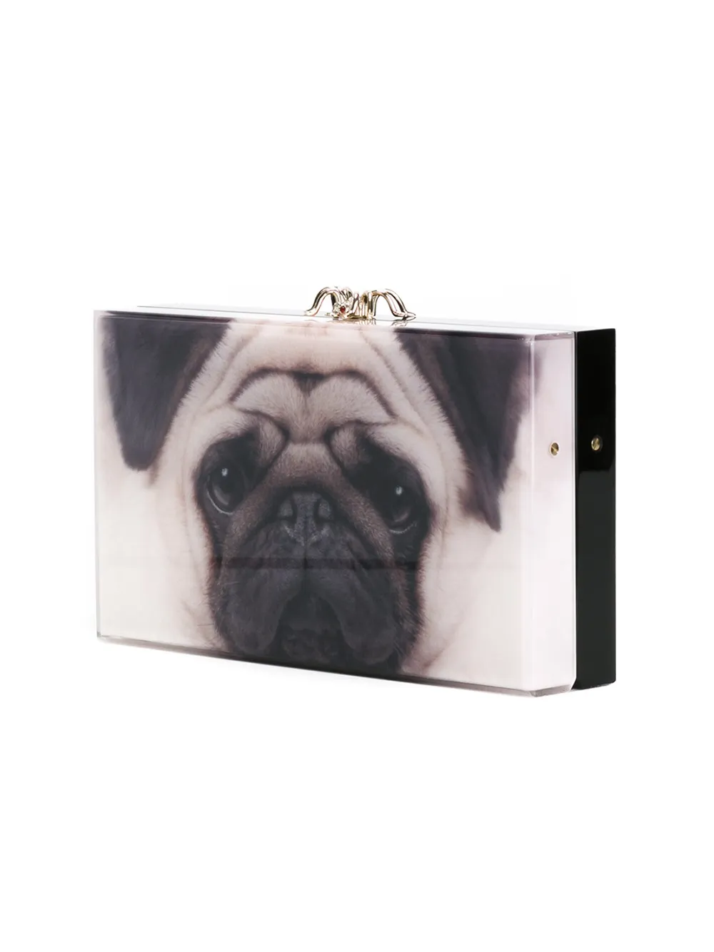 Charlotte Olympia clutch met 'Pandora' pug print Beige
