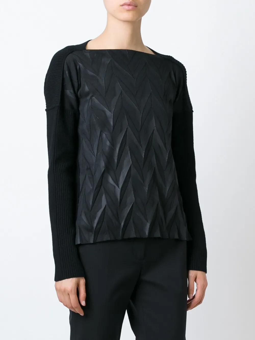 Junya Watanabe Chevron Panel Sweater In Black