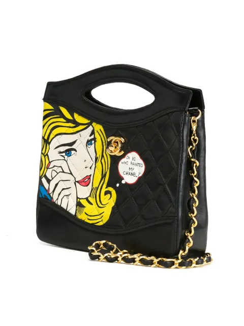 graphic top handle shoulder bag