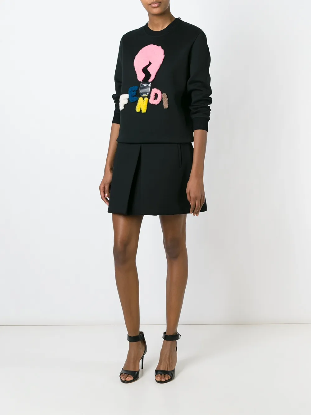 FENDI shearling logo sweatshirt Zwart