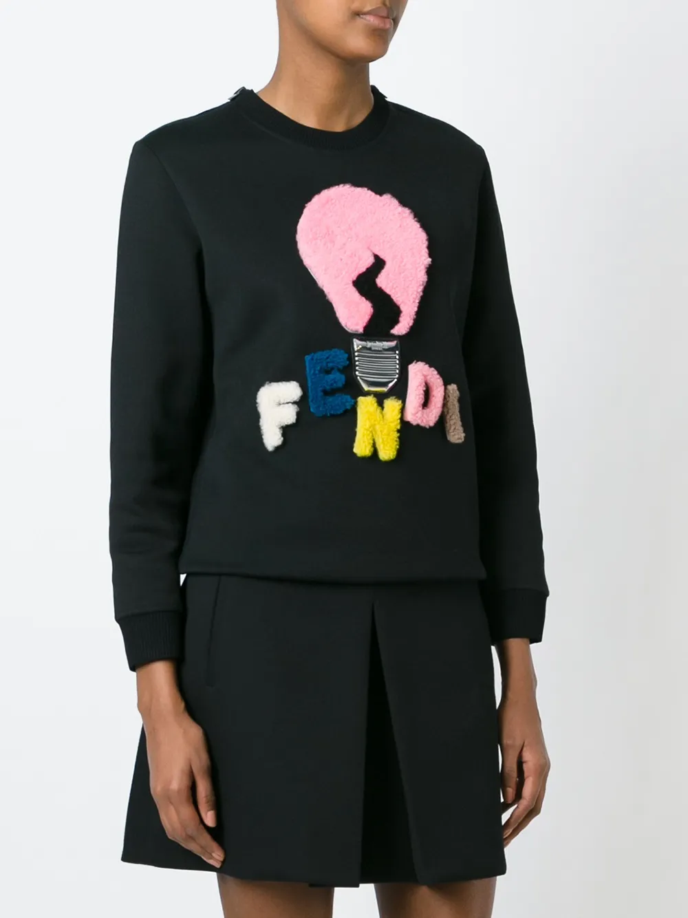 FENDI shearling logo sweatshirt Zwart