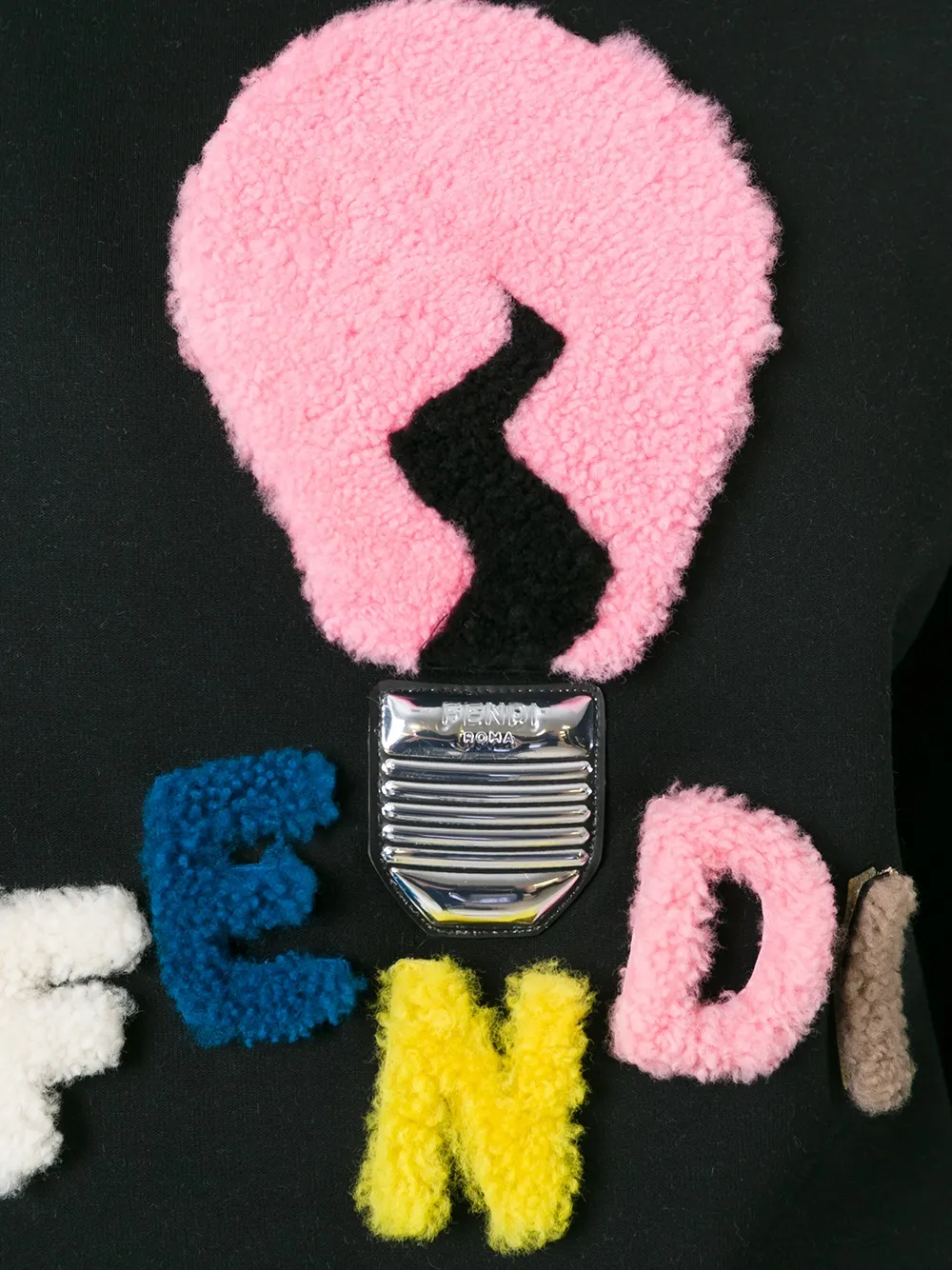 FENDI shearling logo sweatshirt Zwart
