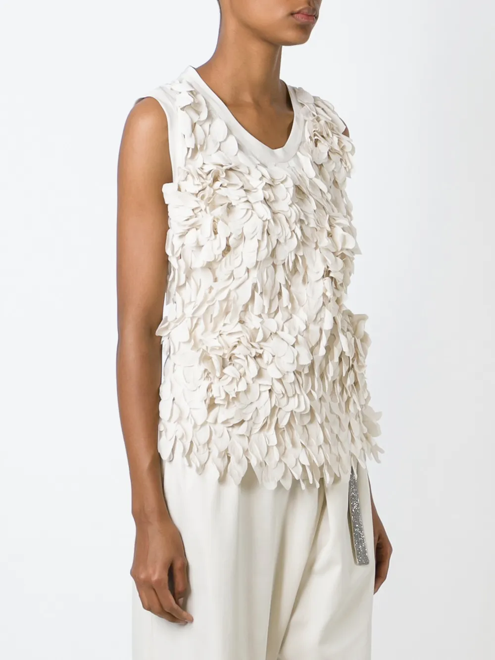 Brunello Cucinelli petal effect sleeveless top Beige