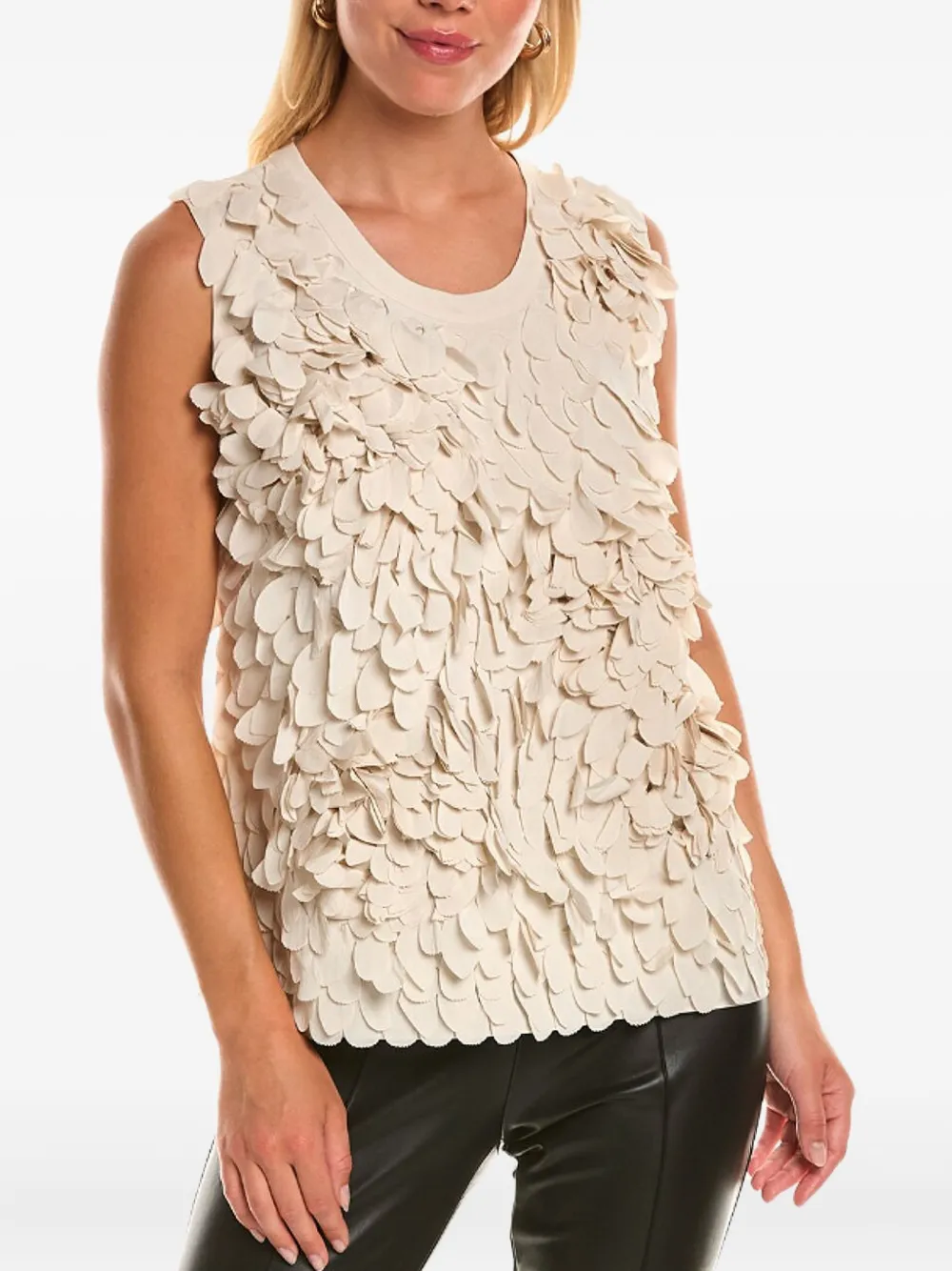 Brunello Cucinelli petal effect sleeveless top Beige