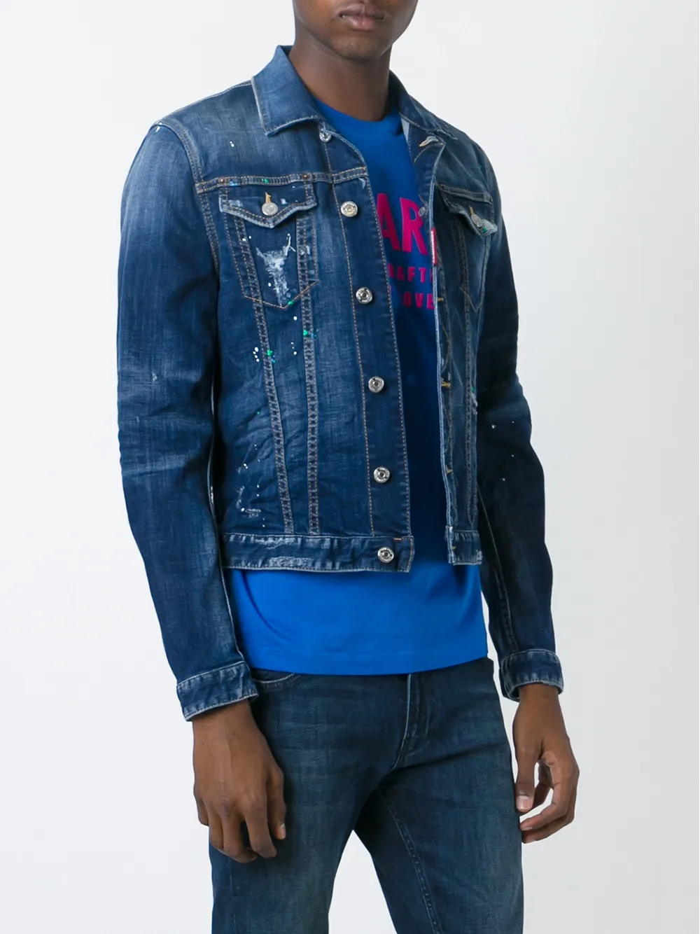 DSQUARED2 distressed denim jacket Blauw