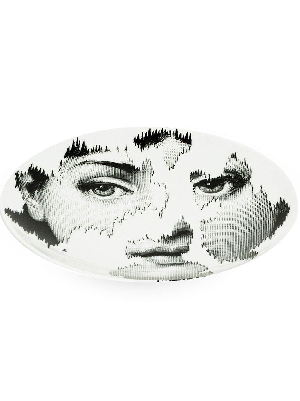 Shop Fornasetti Faded Face Print Plate In Black