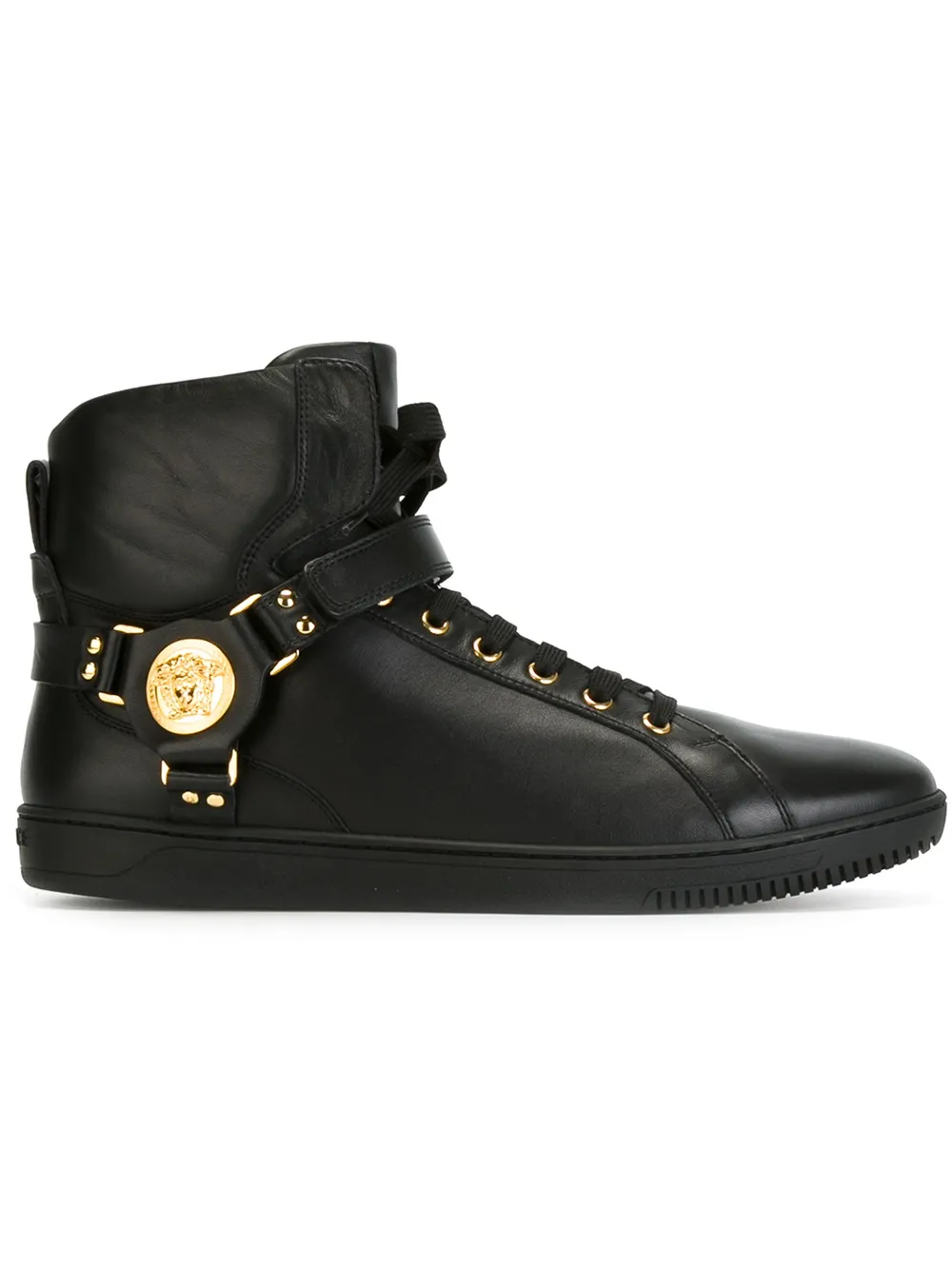 Versace hook & loop strap hi-top sneakers Black