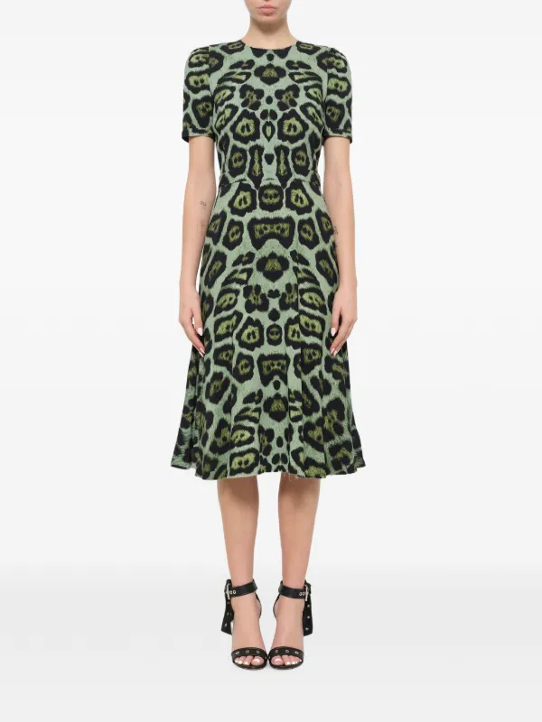 Givenchy Leopard Print A-line Dress in Green