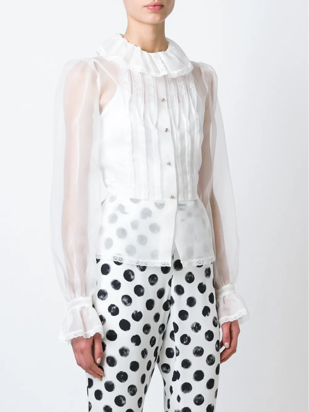 Dolce & Gabbana bib front sheer shirt Wit