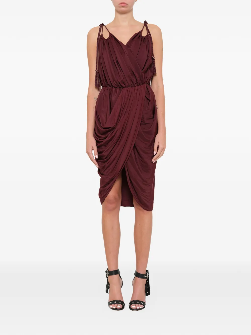 Lanvin Gedrapeerde jurk met kwastje Roze