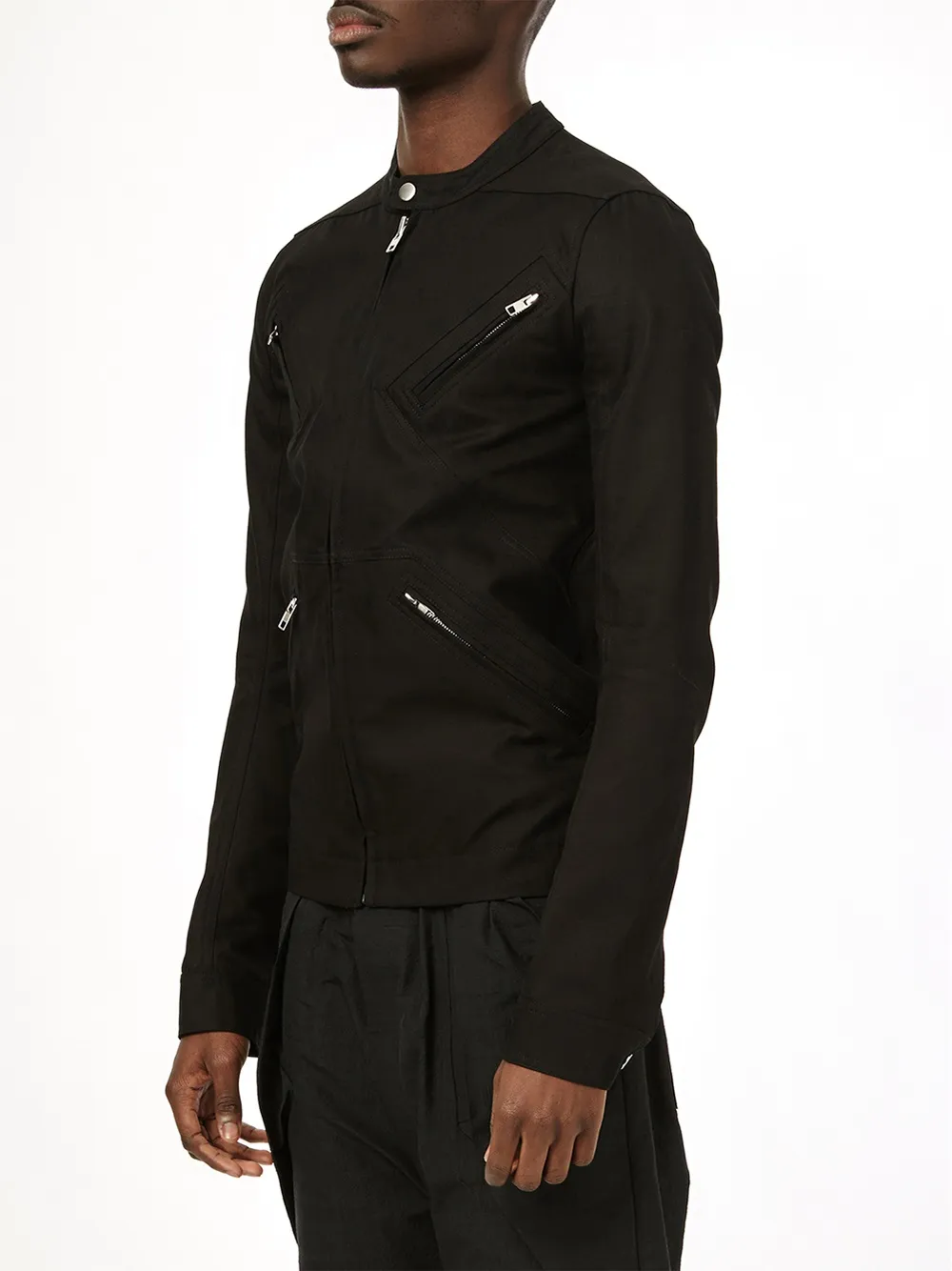 Rick Owens band collar jacket Zwart