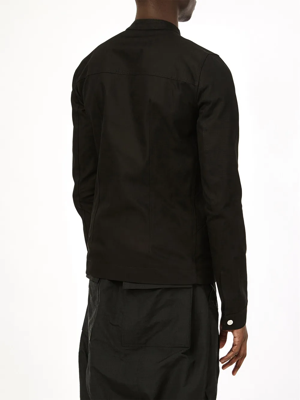 Rick Owens band collar jacket Zwart
