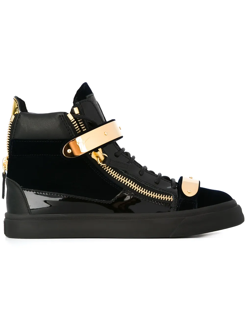 Giuseppe Zanotti zip detail hi-top velvet sneakers - Blu