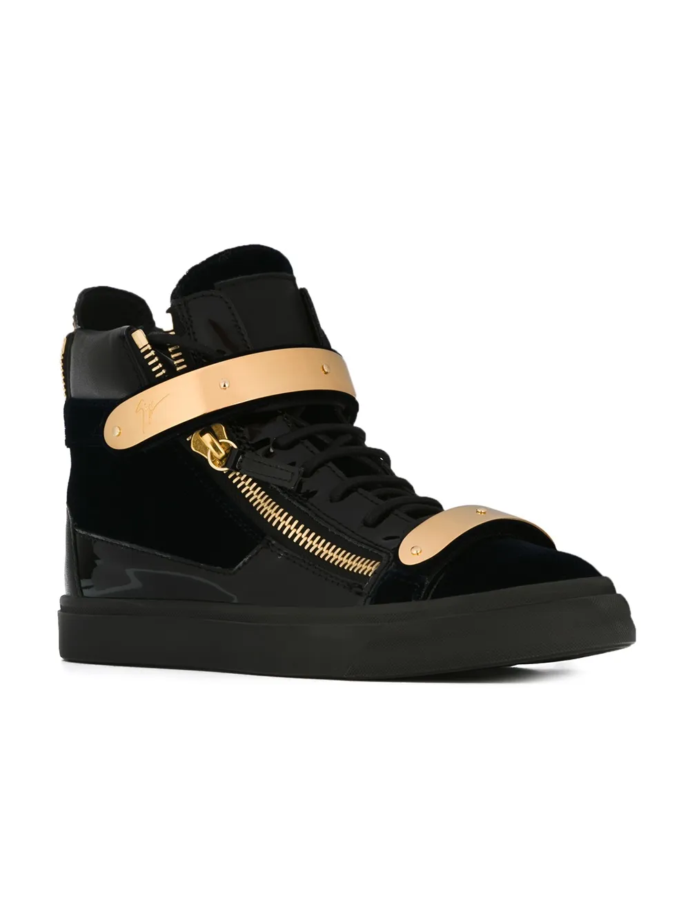 Giuseppe Zanotti zip detail hi-top velvet sneakers Blauw
