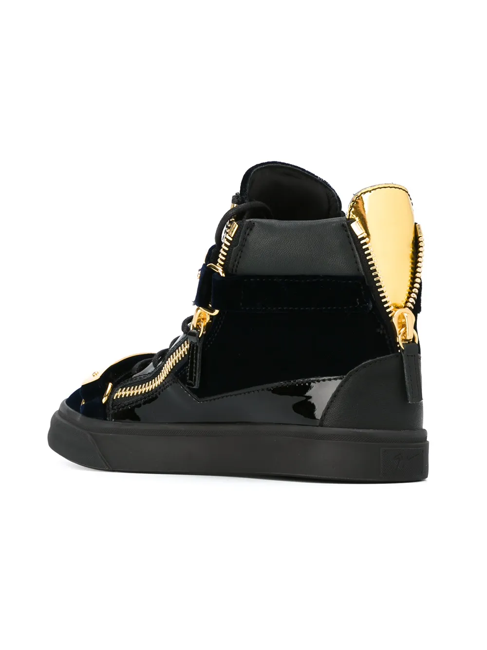 Giuseppe Zanotti zip detail hi-top velvet sneakers Blauw