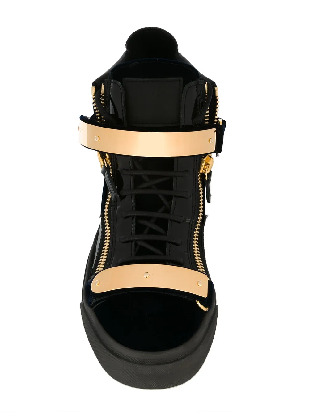 Giuseppe Zanotti zip detail hi-top velvet sneakers Blauw