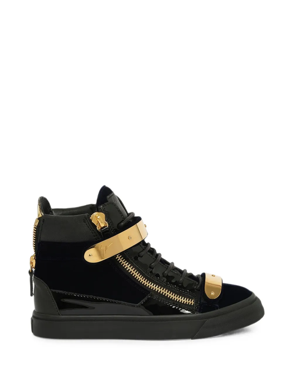 Giuseppe Zanotti zip detail hi-top velvet sneakers - Blu
