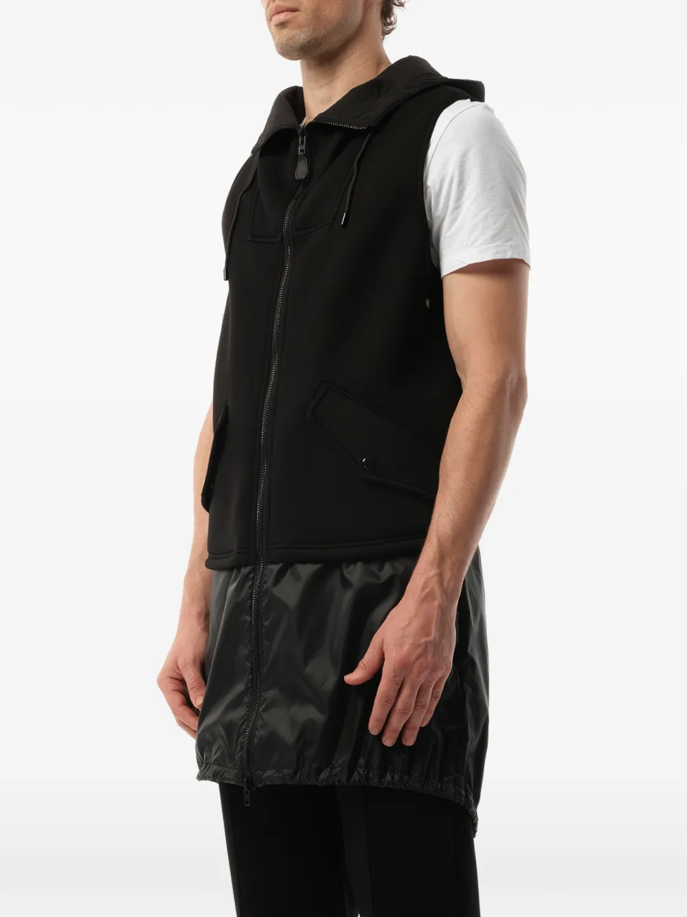  Givenchy ärmellose Kapuzenjacke Im Lagen Look   Schwarz 