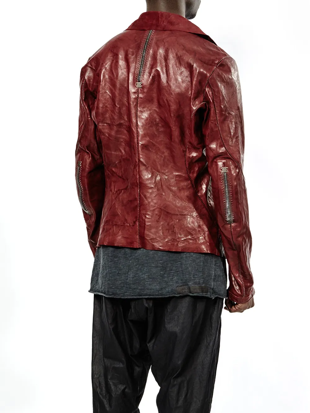  Isaac Sellam Experience Lederjacke Mit Stehkragen   Rot 