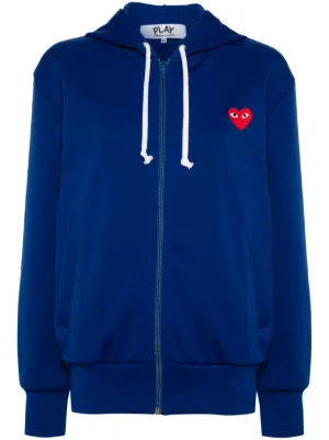 Comme Des Garçons Play Zip Up Hoodie | Blue | FARFETCH