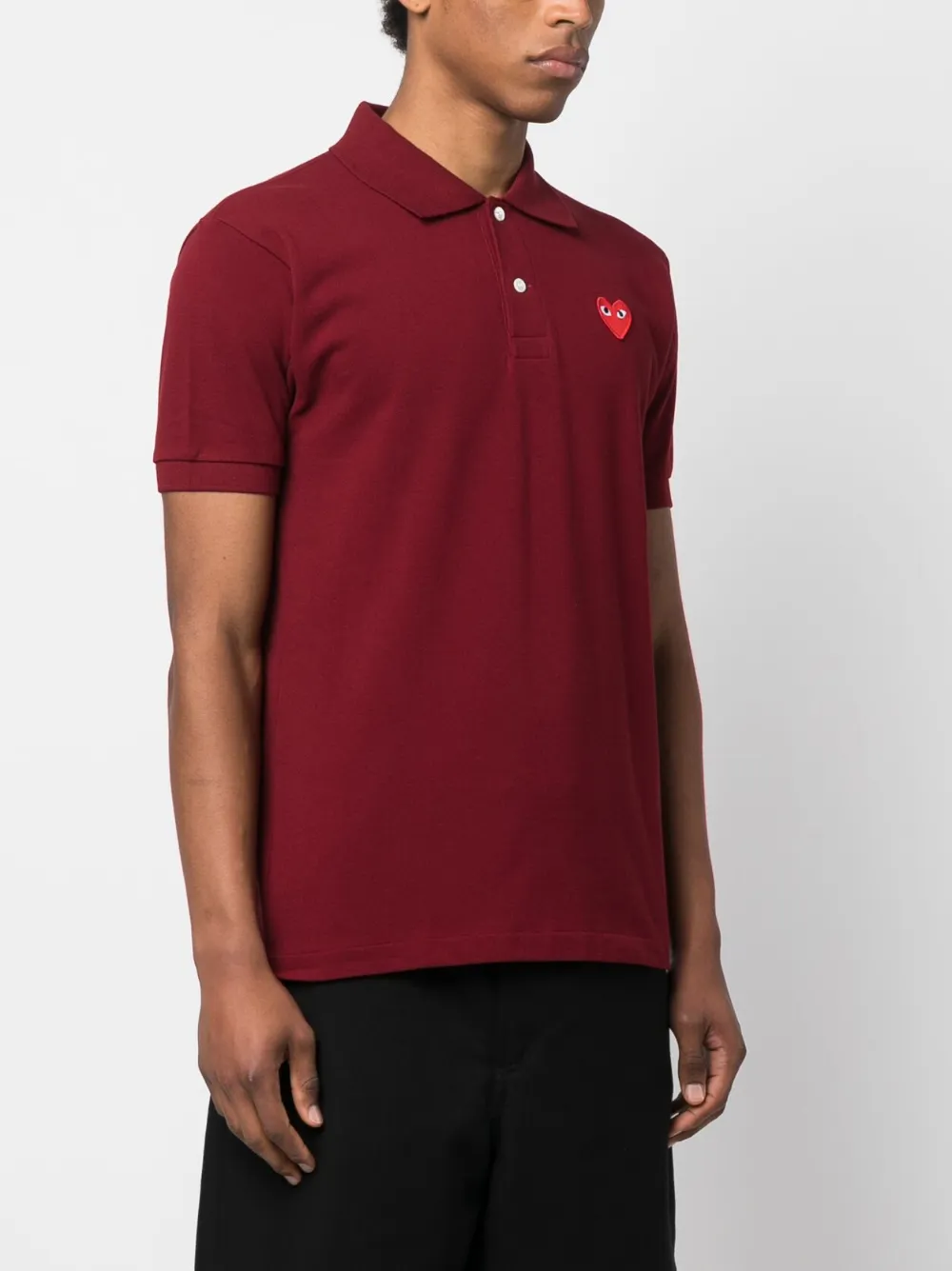 Shop Comme Des Garçons Play Embroidered Heart Polo Shirt In Red