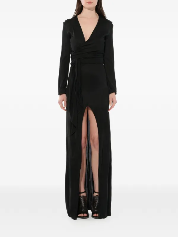 Givenchy Cascading Front-slit Maxi Dress in Black