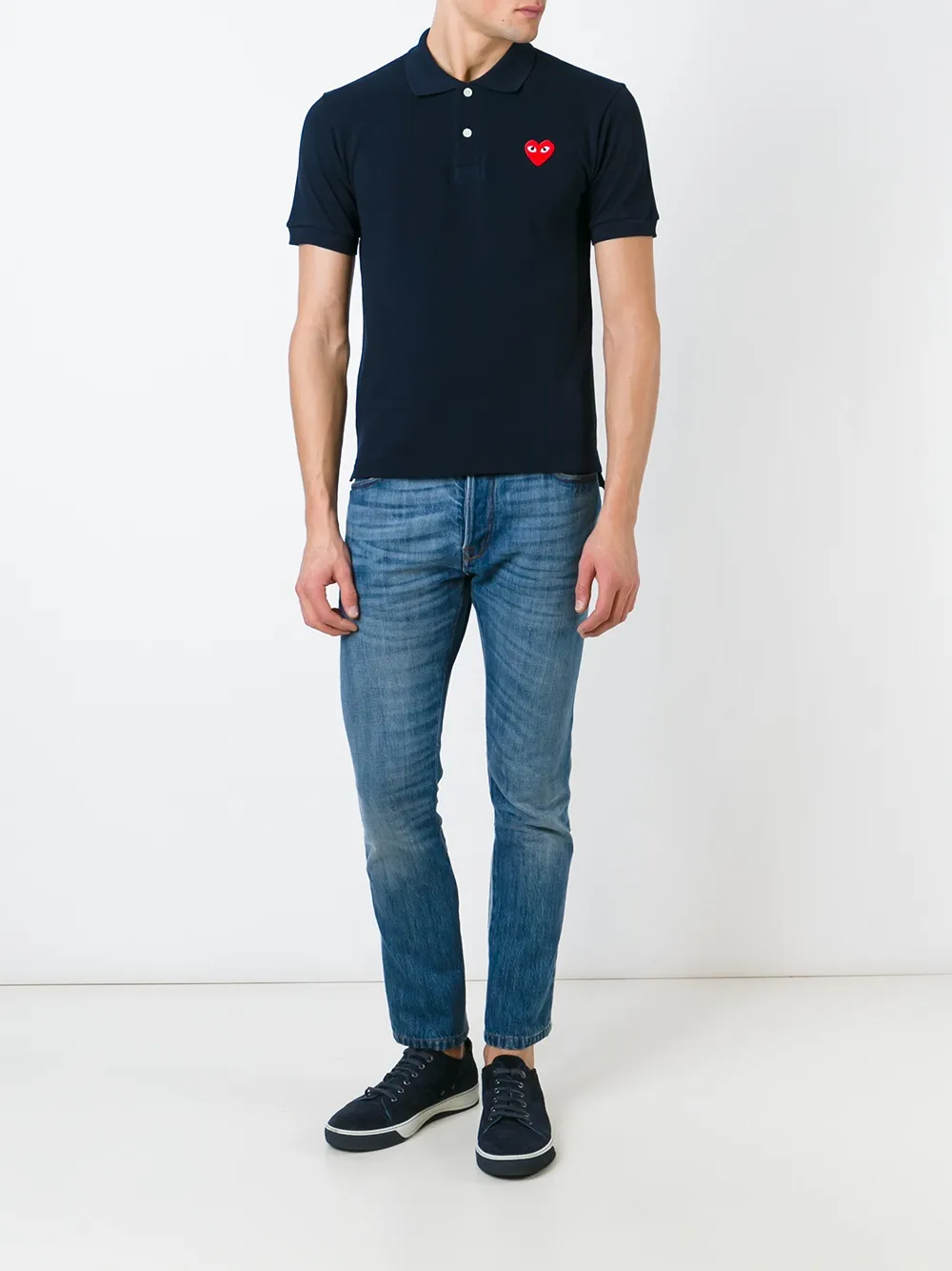 Comme Des Garçons Play geruit poloshirt - Blauw