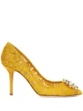 Dolce & Gabbana 90mm Rainbow Lace brooch-detail pumps - Yellow