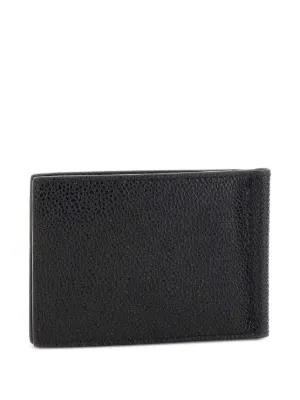 THOM BROWNE 黒レザー二つ折り財布 FCBエンブレム付き THOM BROWNE 22SS ファスナー小銭入れ付き 二つ折り財布 (THOM