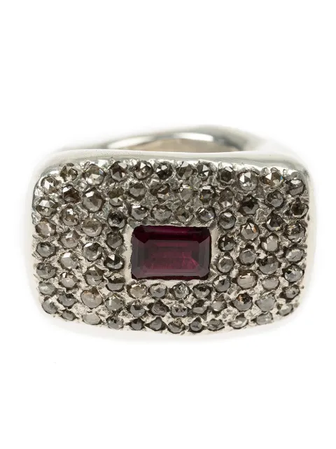 Rosa Maria Falamank diamond and rhodolite ring