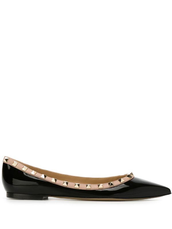 valentino garavani rockstud leather ballerinas