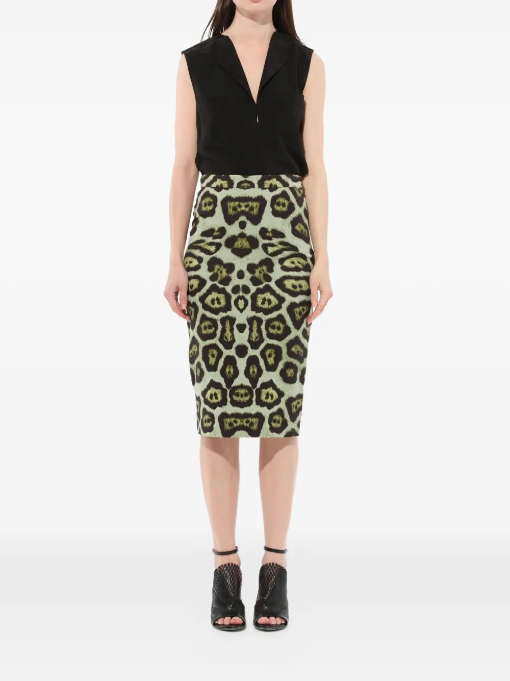 Givenchy leopard print pencil skirt Groen