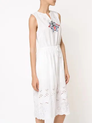 Suno Embroidered Neckline Flared Dress Farfetch Suno Embroidered Neckline Flared Dress