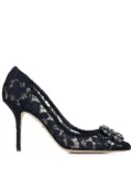 Dolce & Gabbana Rainbow Lace 90mm brooch-detail pumps - Blue
