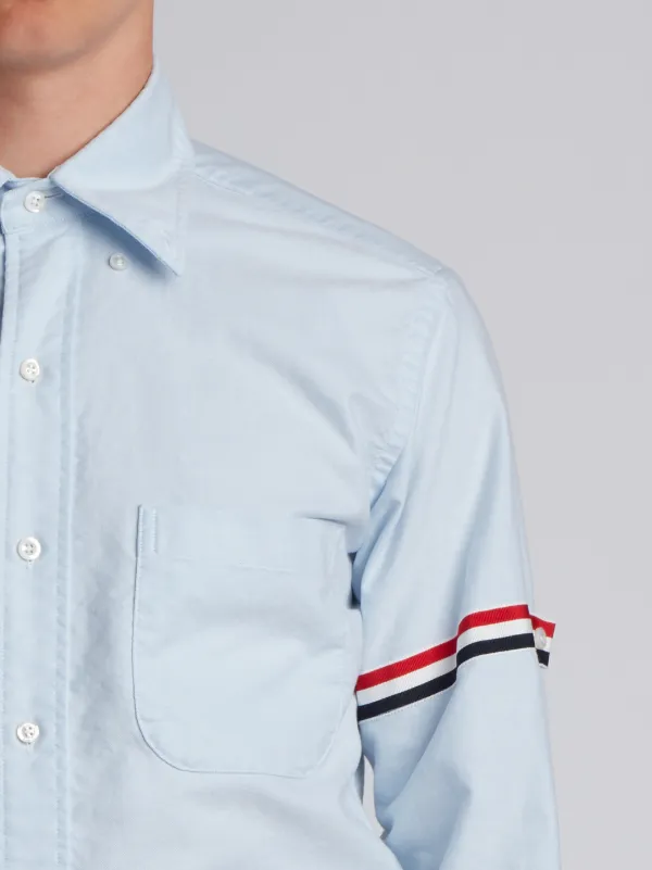 Long Sleeve Shirt With Grosgrain Armbands In Light Blue Oxford