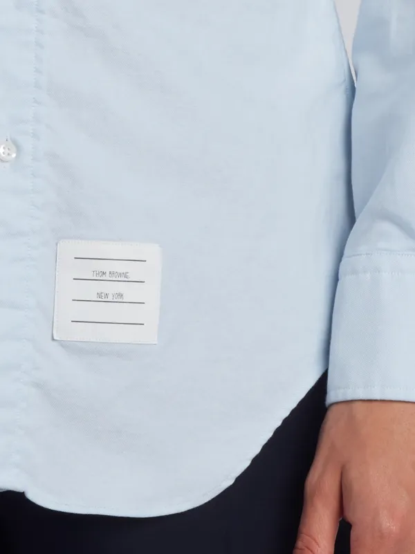 Long Sleeve Shirt With Grosgrain Armbands In Light Blue Oxford