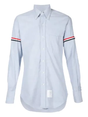 THOM BROWNE 長袖シャツ 水色　10 140位 WEB限定】日本製素材使用 リバーストライプ長袖シャツ/(ブラウス