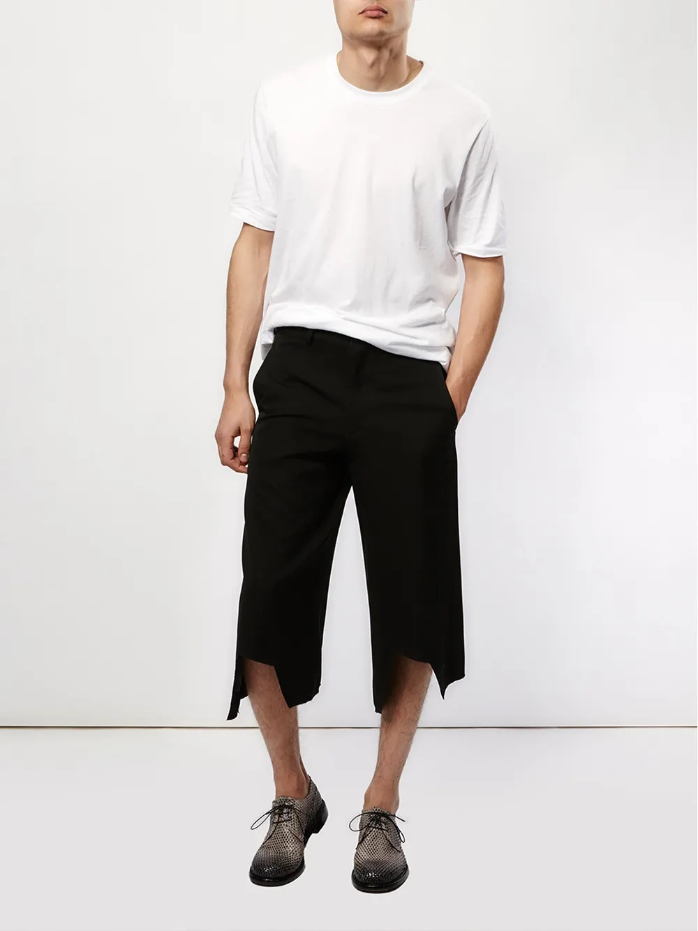  Comme Des Garçons Homme Plus Asymmetrische Cropped Hose   Schwarz 