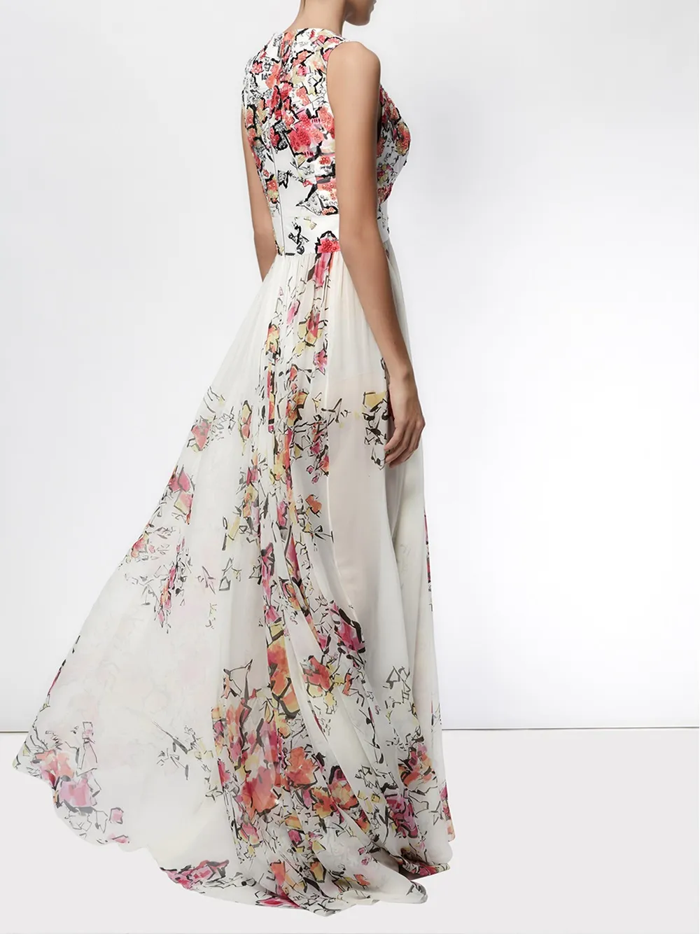 Zuhair Murad floral print flared gown Wit