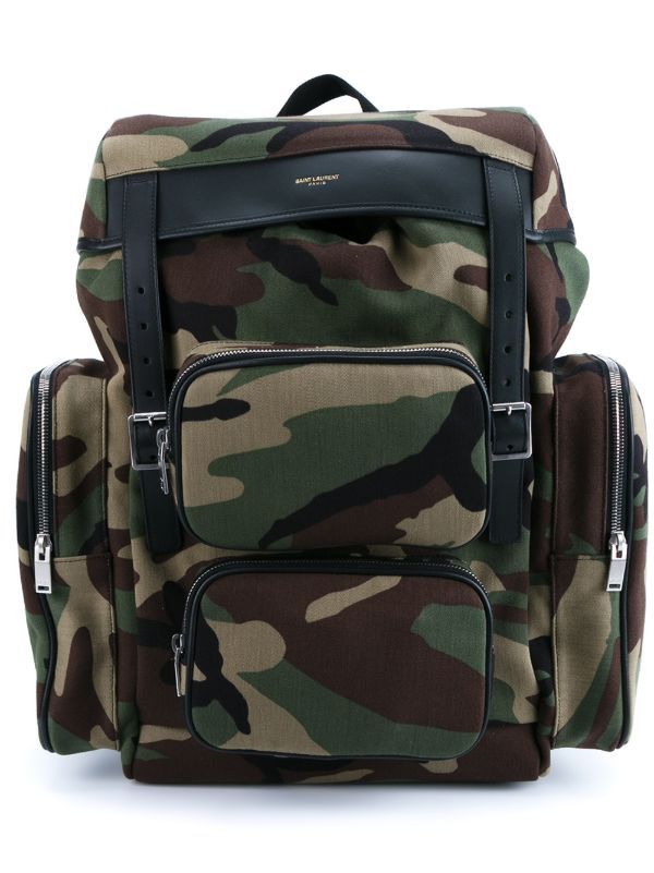 saint laurent camo backpack